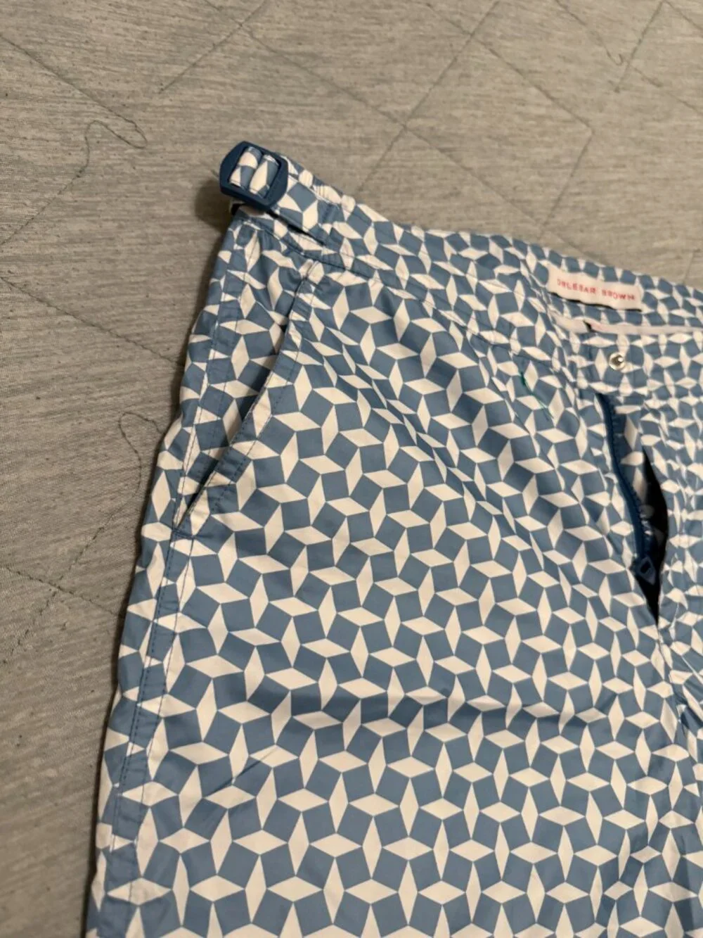 Mens Orlebar Brown Bulldog Tailored Mid-Length Geometric Print Swim Shorts Sz 32